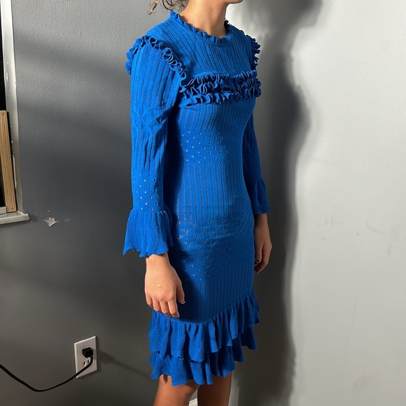 Bebe Knit Dress Ruffle Chest and Hem size Small - Picture 2 of 14